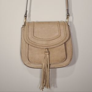 Franco Sarto Suede Fringe Saddle Crossbody